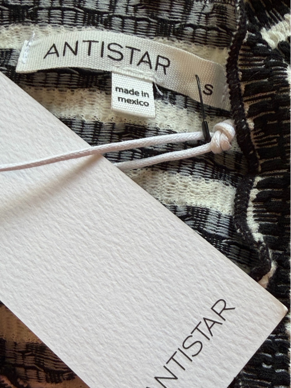 Antistar Black Cream Striped Ribbed Knit Mock Neck Dress Sleeveless S NWT - Picture 5 of 9
